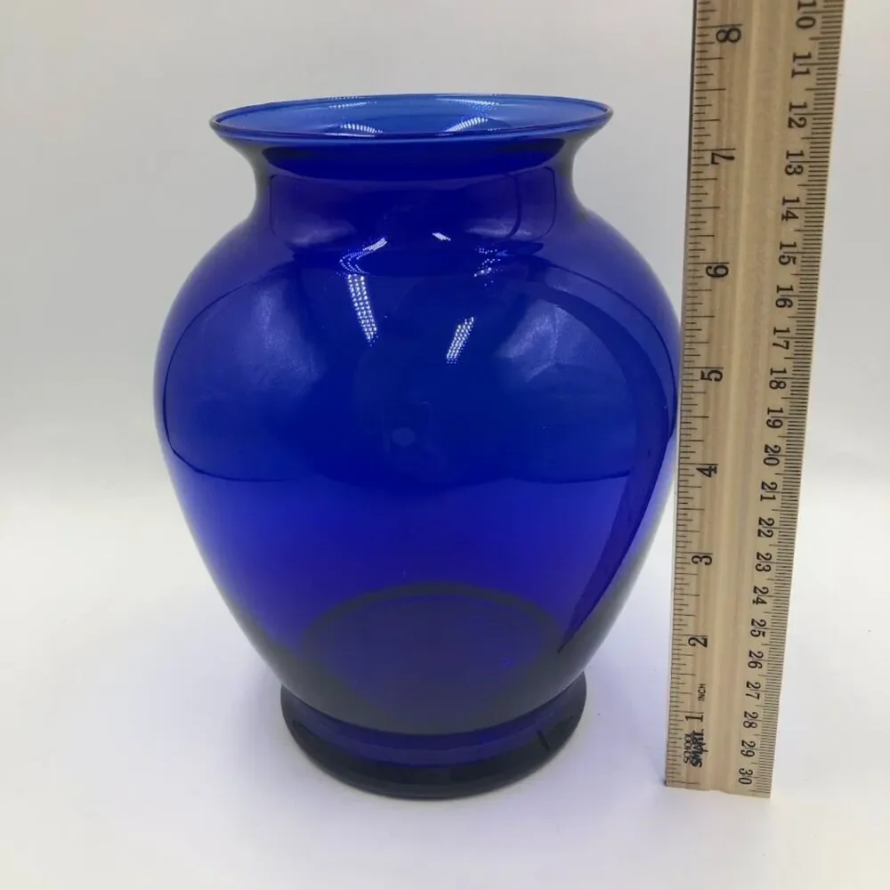 Cobalt Blue Glass Vase Tabletop Shelf Decor Collectible Medium Size Accent Piece